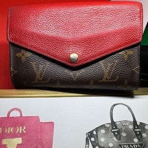 Louis Vuitton Red and Brown Monogram Wallet